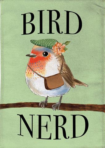 Cute Bird Nerd Burlap Garden Flag