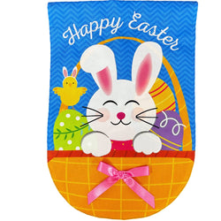 Basket Bunny Burlap House Flag