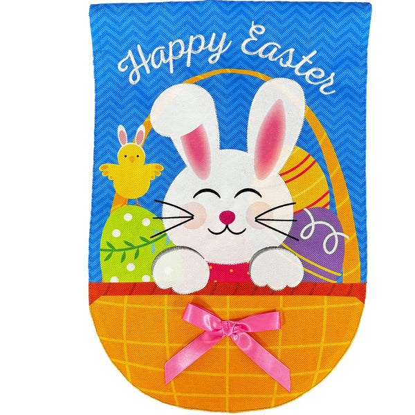 Basket Bunny Burlap House Flag
