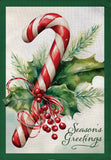 Season's Greetings Candy Cane Burlap HF