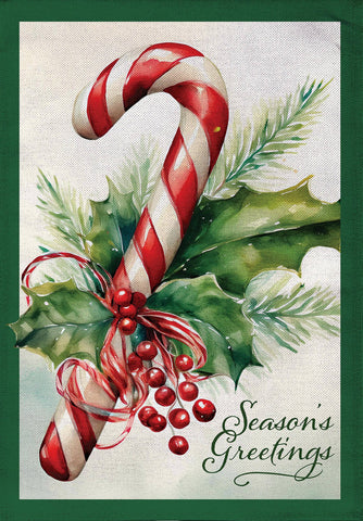Season's Greetings Candy Cane Burlap HF