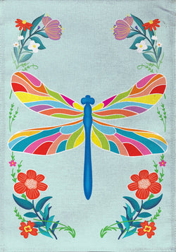 Colorful Dragonfly Burlap Garden Flag