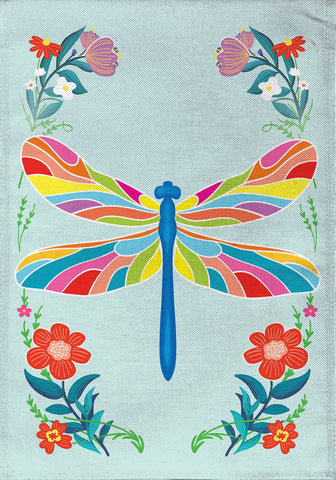 Colorful Dragonfly Burlap Garden Flag