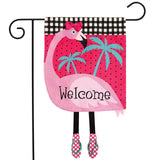 Fancy Flamingo Burlap Summer Garden Flag 18" x 12.5"
