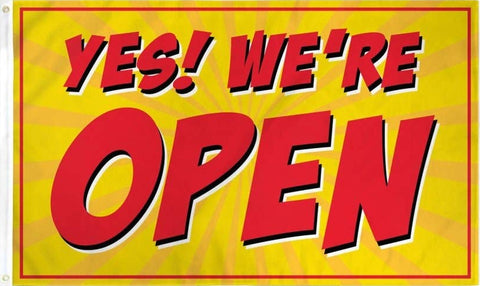 Yes! We're Open (Red) Flag 3x5ft Poly