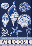 Chinoiserie Seashells Burlap House Flag