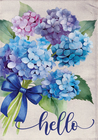 Hydrangea Bouquet Burlap House Flag