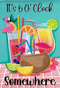 It's 5 O' Clock Somewhere Applique House Flag