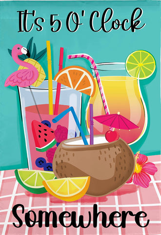 It's 5 O' Clock Somewhere Applique House Flag