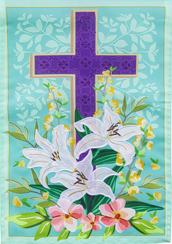 Easter Cross Applique Garden Flag