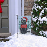 Black Cat Meowy Christmas Garden Flag