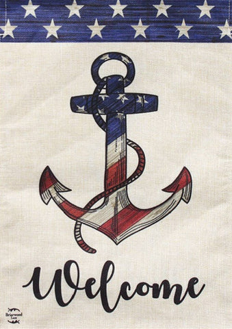 American Anchor Burlap Garden Flag