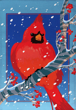 Snowy Cardinal Burlap HF