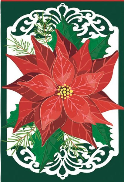 Merry Christmas Poinsettia House Flag