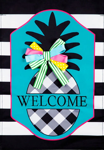 Black and White Pineapple Garden Flag