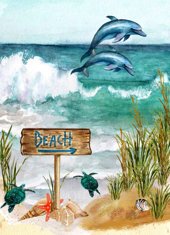 Beach Sign with Dolphins