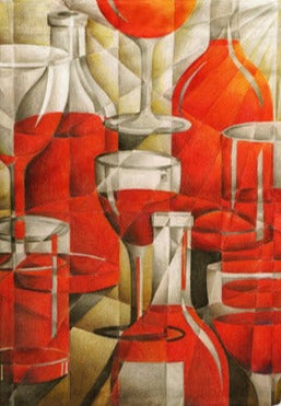 Red Wine Bottles and Glasses