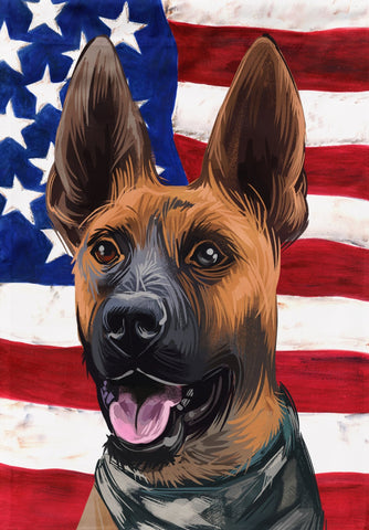 German Shepherd Dog American Flag