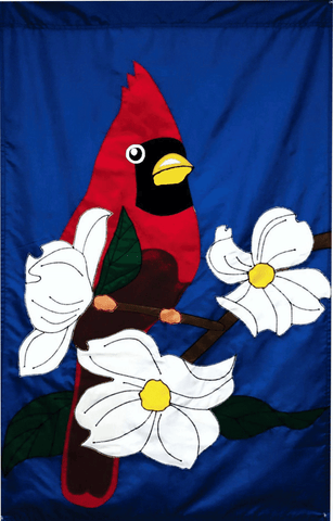 Cardinal and White Dogwood Blossoms