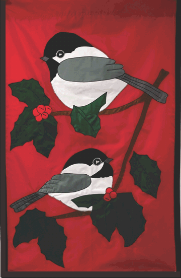 Chickadees on Red