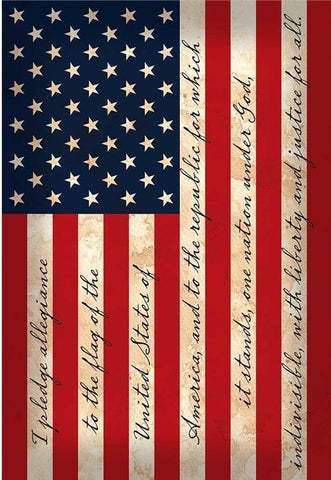 US Flag with Pledge of Allegiance